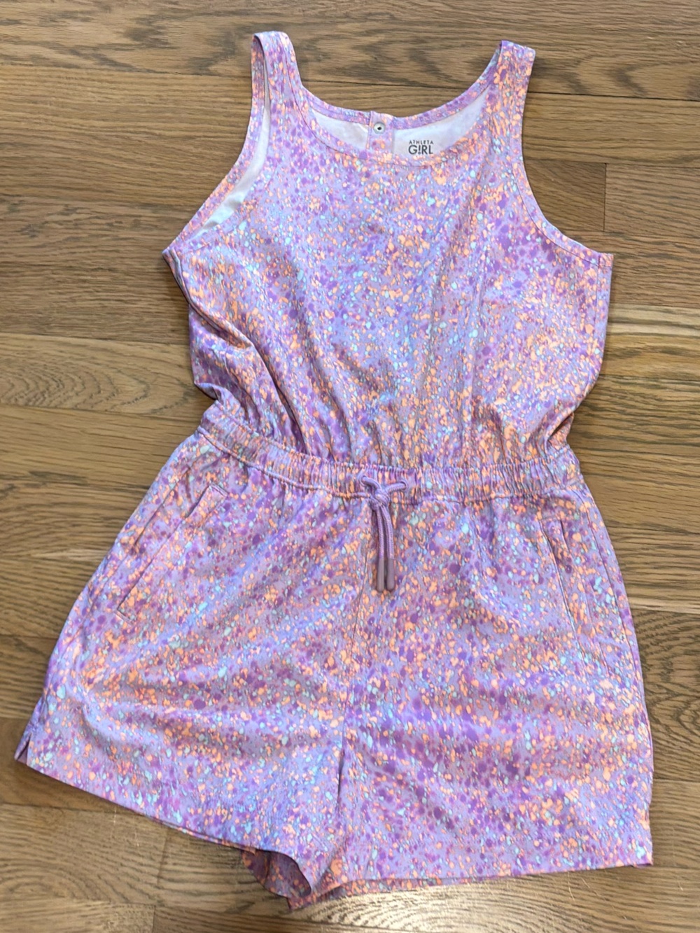 Athleta Girls Lavender and Orange Speckled Romper NWOT